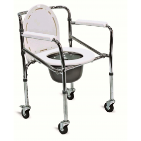 Tualeto kėdė neįgaliajam su nugaros atrama ir ratukais FS696