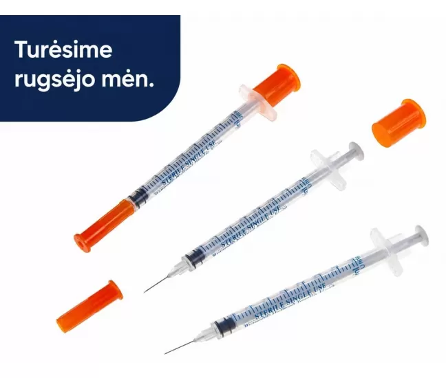 Insulin syringe, 1 ml, with fixed needle 29G, 100 pcs Insulin syringe, 1 ml, with fixed needle 29G, 100 pcs