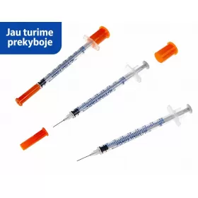 Insulin syringe, 1 ml, with fixed needle 29G, 100 pcs