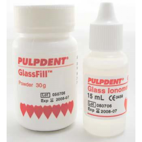 Stiklo jonomerinis cementas Glass Fill, 30 g+15 ml Stiklo jonomerinis cementas Glass Fill, 30 g+15 ml