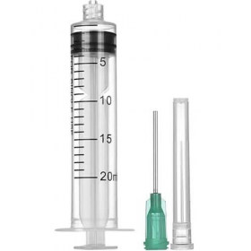 Švirkštas 3 dalių, 20 ml, su užsukama (Luer Lock) jungtimi, 21G adata, 50 vnt Švirkštas 3 dalių, 20 ml, su užsukama (Luer Lock) jungtimi, 21G adata, 50 vnt