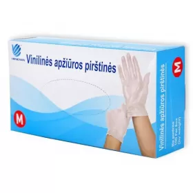 Vinilinės pirštinės XL dydis, be pudros, nesterilios, permatomos, 100 vnt.