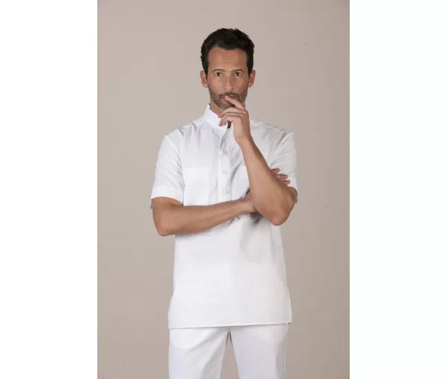 Medical pullover top Guadalupe white