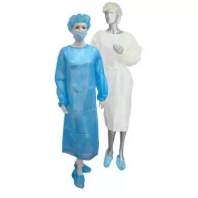 Disposable non-sterile gown with rubber cuffs (Pack of 10 pcs. The price is for 1 piece.)