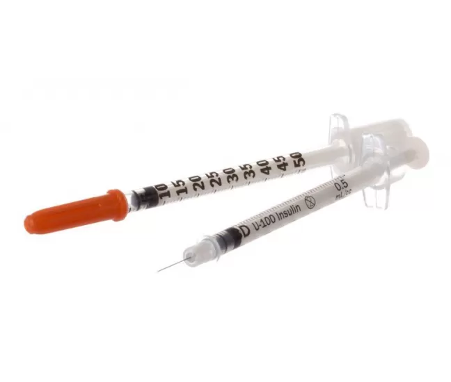Insulin syringe, 0.5 ml, with fixed needle 30G, 100 pcs Insulin syringe, 0.5 ml, with fixed needle 30G, 100 pcs