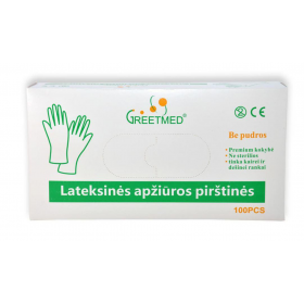 Lateksinės pirštinės, be pudros, nesterilios, L dydis, 100 vnt Lateksinės pirštinės, be pudros, nesterilios, L dydis, 100 vnt