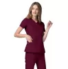 Double Stiched Mock Wrap Top 2638 Burgundy