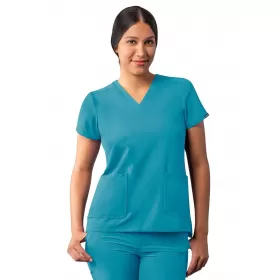 Modern V-Neck Top A6008 Teal Blue