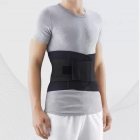 Elastic medical neoprene belt for lumbar spine fixation with reinforcement bands, TONUS 0312