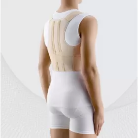 Elastic medical lower back posture corrector with stiff inserts, ELAST 0109