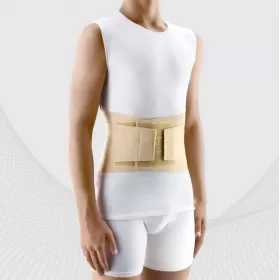 Elastic medical belt with crossed metal inserts and reinforcement straps for lumbar spine fixation, size 1-4, TONUS 0012-01
