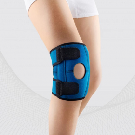 Elastic medical neoprene knee band, with opening for kneecap, spring inserts, for children, universal, bluish, ELAST 9903-01D LUX