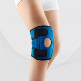 Elastic medical neoprene knee band, with opening for kneecap, spring inserts, for children, universal, bluish, ELAST 9903-01D LUX