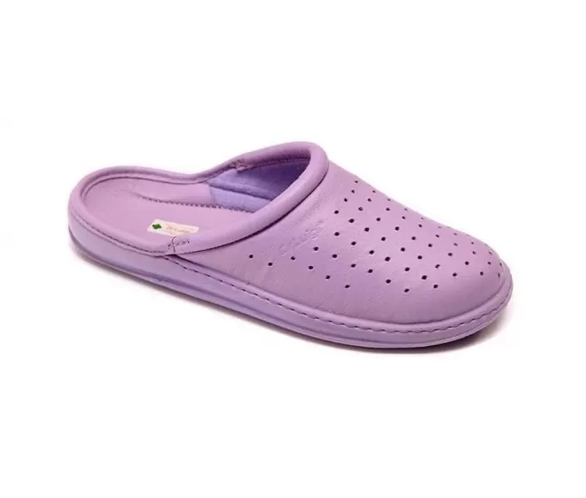 Ortopedinės natūralios odos šlepetės DrLuigi, uždaros, violetinės