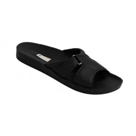 Orthopedic leather opened slippers Dr. Luigi, black