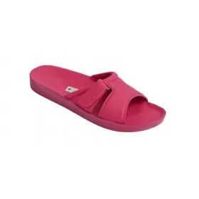 Orthopedic leather opened slippers Dr. Luigi, fuchsia