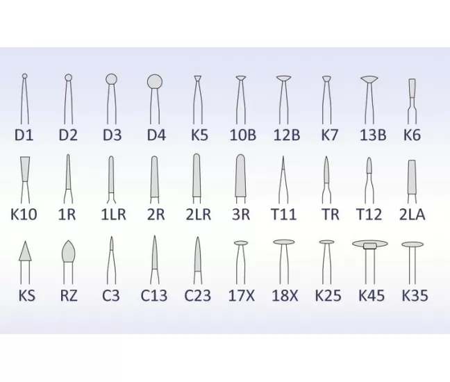 A grupės deimantinė freza įvairių formų, 1 vnt.
