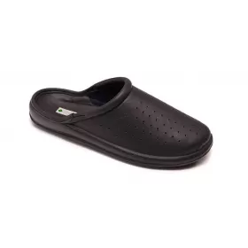 Orthopedic leather closed slippers Dr. Luigi, black