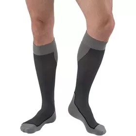 Medical sport compression stockings to the knees, covering the toes, CCL1, grey/black, JOBST Sport Socks