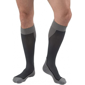 Medicininės sportinės kompresinės kojinės iki kelių, dengiančios pirštus, I komp. kl., pilkai/juoda spalva, JOBST Sport Socks