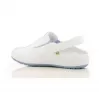 Microfiber working clogs CARINNE, white light blue