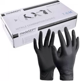 Nitrilinės pirštinės, be pudros, nesterilios, juodos, medaSEPT, 100 vnt.