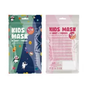 Disposable medical children's face masks with rubber bands, blue, 10 pcs.