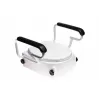 Raised toilet seat with lid and armrests