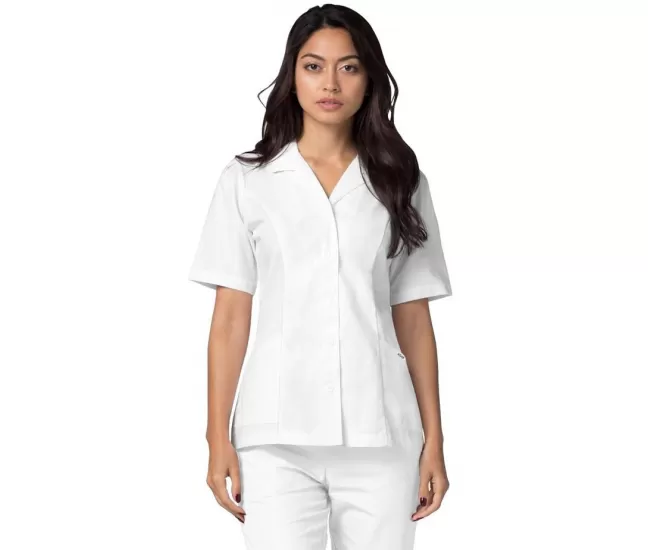 Lapel Collar Nurse Top 605 white