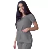 Women’s Sweetheart V-neck Scrub Top P4210 Heather Grey