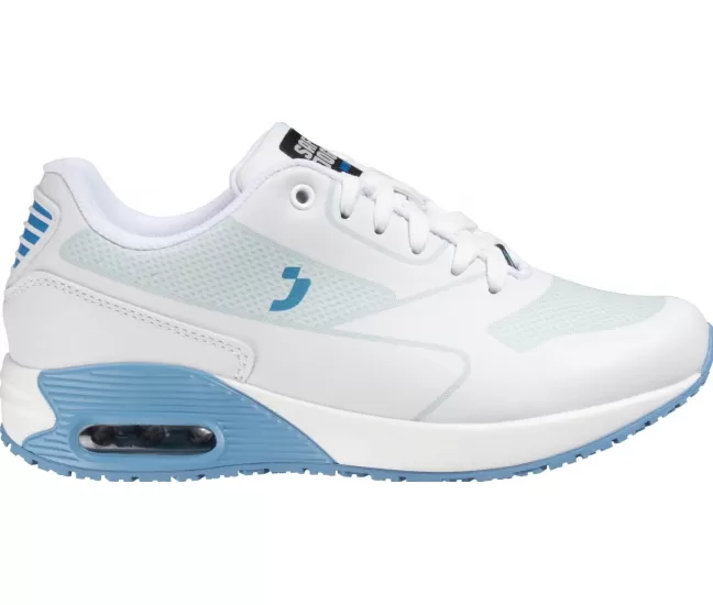 Profesionalūs moteriški darbo batai ELA O1 ESD SRC, balta su mėlyna, neslidūs ir patogūs