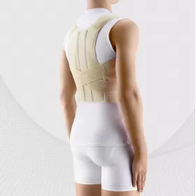 Elastic medical lower back posture corrector with stiff inserts and enhanced comfort, ELAST 0109 Comfort