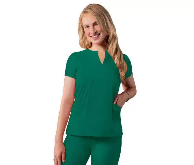 Notched V-neck Top A6002 Hunter Green