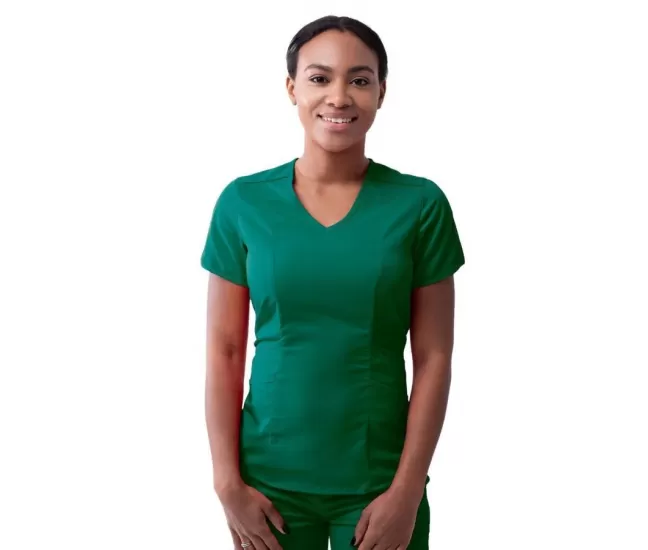 Women's Modern V-Neck Scrub Top P7002 Hunter Green
