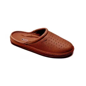 Orthopedic leather closed slippers Dr. Luigi, brown