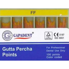Gutaperčos kaiščiai pagalbiniai, XF~MF, 100 vnt. Gutaperčos kaiščiai pagalbiniai, XF~MF, 100 vnt.