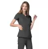 Double Stiched Mock Wrap Top 2638 Pewter