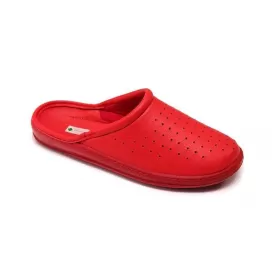 Orthopedic leather closed slippers Dr. Luigi, red