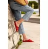 Orthopedic leather opened slippers Dr. Luigi, red