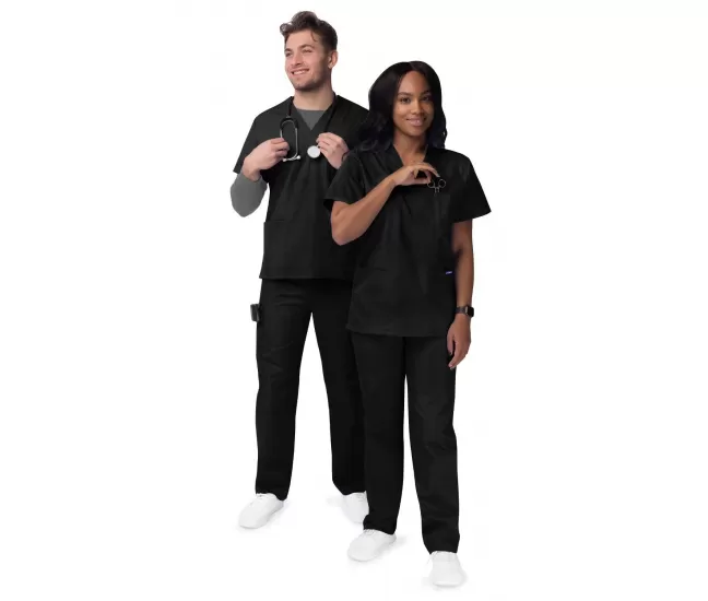 Unisex V-Neck/Drawstring Pant Scrub Set S8400 Black Unisex V-Neck/Drawstring Pant Scrub Set S8400 Black