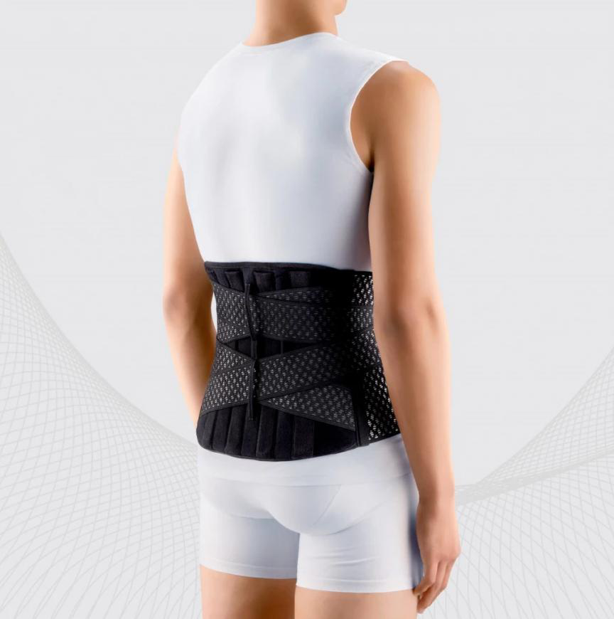 Elastic medical lumbar fixation corset from breathable and durable