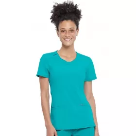 Round Neck Top CKE2624A in Teal Blue