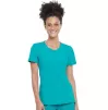 Round Neck Top CKE2624A in Teal Blue