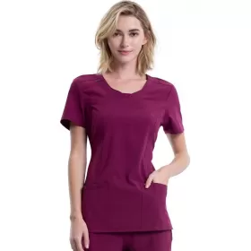 Round Neck Top CKE2624A in Wine