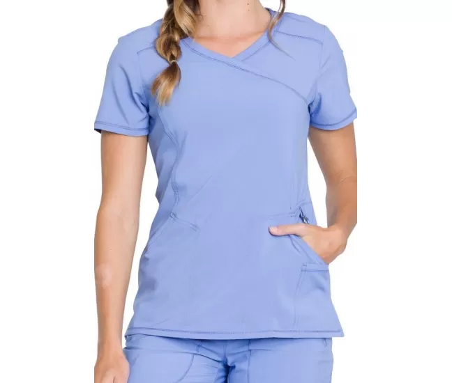 Mock Wrap Top CKE2625A in Ciel