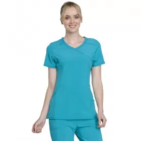 Mock Wrap Top CKE2625A in Teal Blue