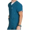 Men's V-Neck Top CKE900A in Caribbean Blue
