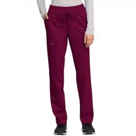 Mid Rise Tapered Leg Drawstring Pant WWE105 in Wine