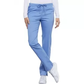 Mid Rise Slim Straight Drawstring Pant WWE4203 in Ciel