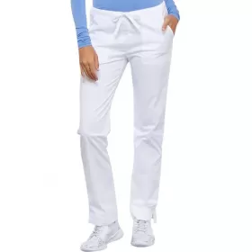 Mid Rise Slim Straight Drawstring Pant WWE4203 in White